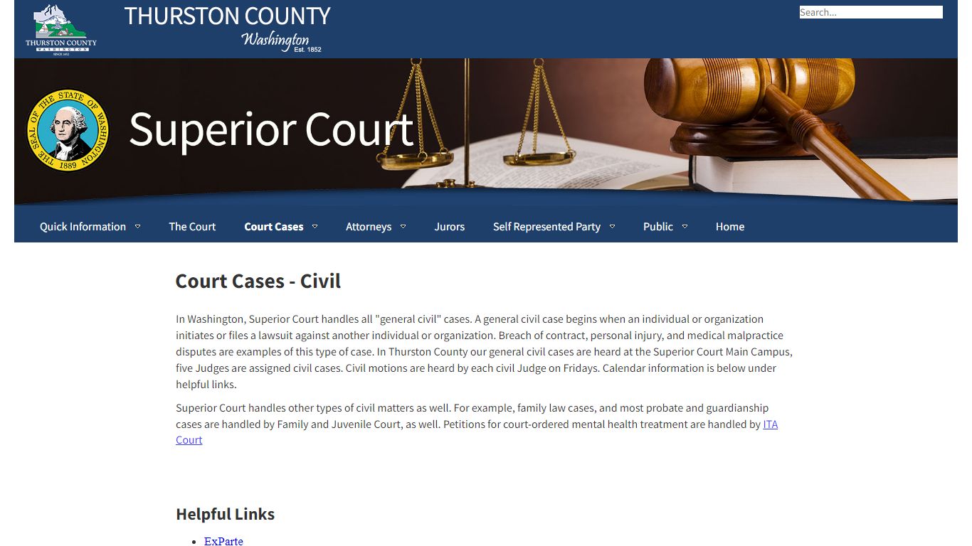 Thurston County | Superior Court | Court Cases - Civil