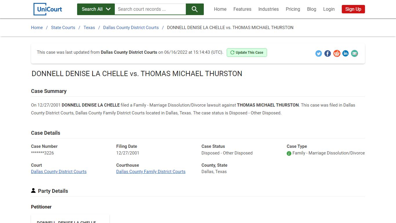 DONNELL DENISE LA CHELLE vs THOMAS MICHAEL THURSTON | Court Records ...